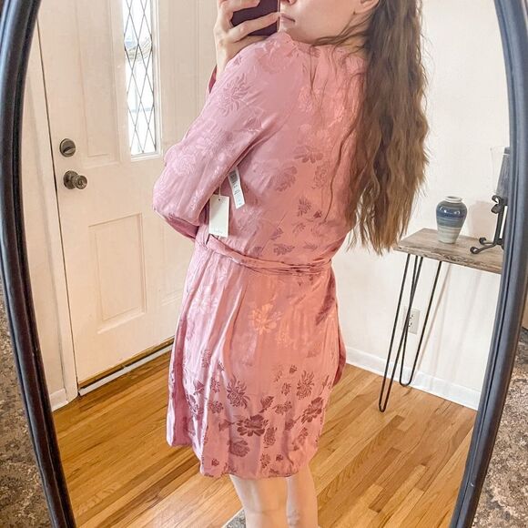 Wilfred Callie Wrap Mini Dress Long Sleeve Pink L - Picture 2 of 8